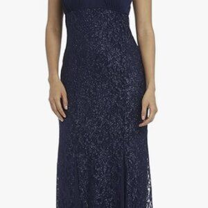 Full length sleeveless gown with beaded neck, Size 6